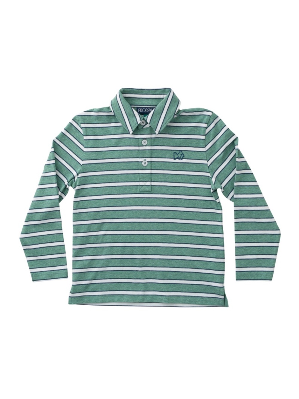 Prodoh Kid’s Too Cool for School Long Sleeve Green Striped Polo